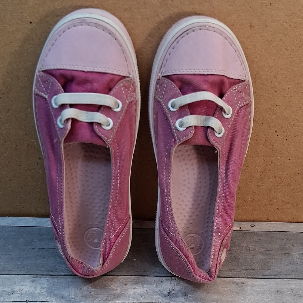 Crocs 11 Hover Metallic Skimmer Boat Shoes Pink Size J 3